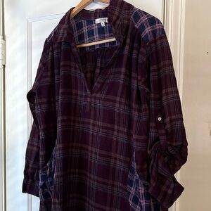 Super Cute Two Toned Plum Plaid Umgee Tunic